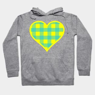 Yellow and Blue Buffalo Plaid Heart Hoodie